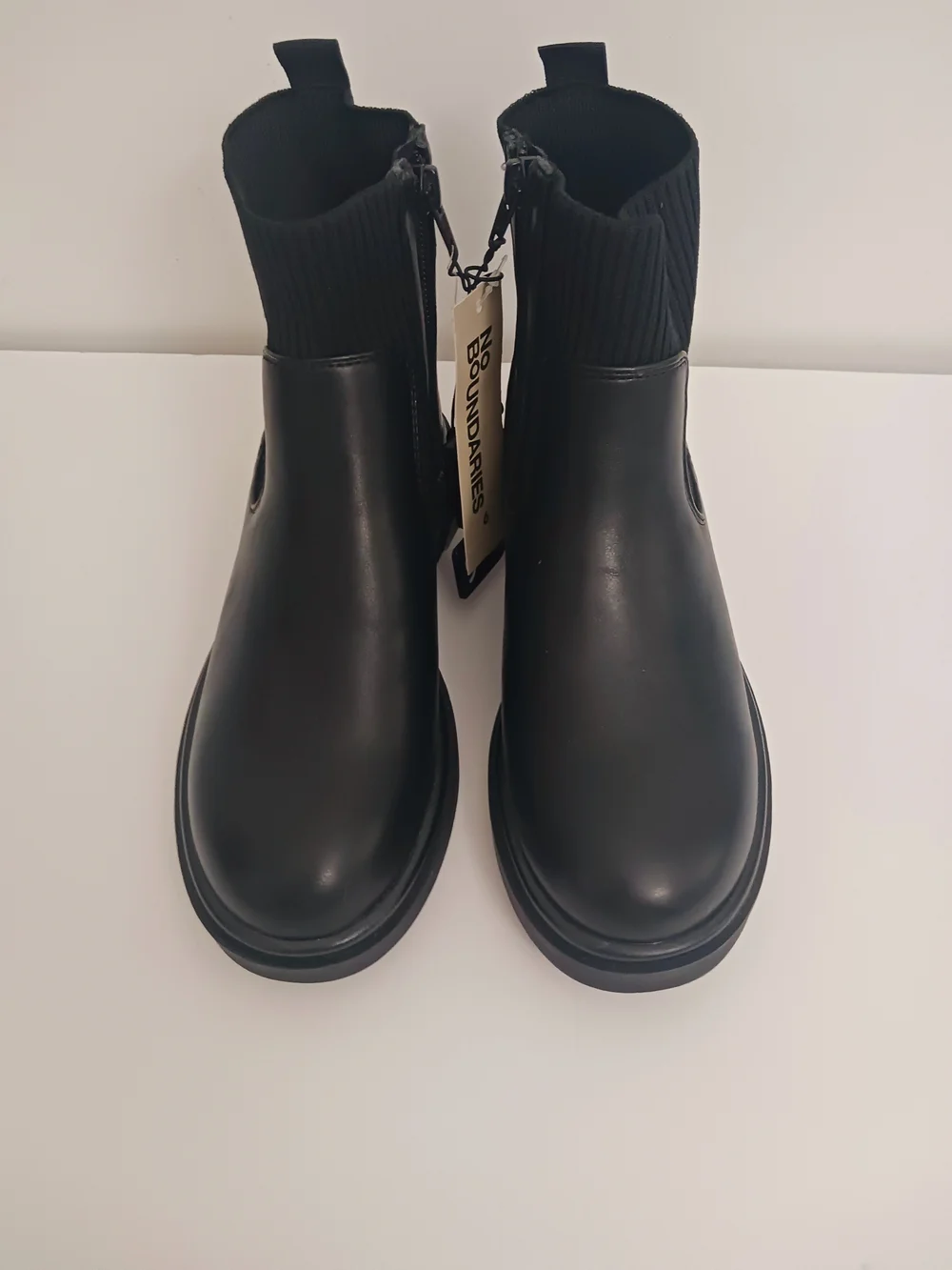 No Boundaries Black Rib-Knit Ankle Booties